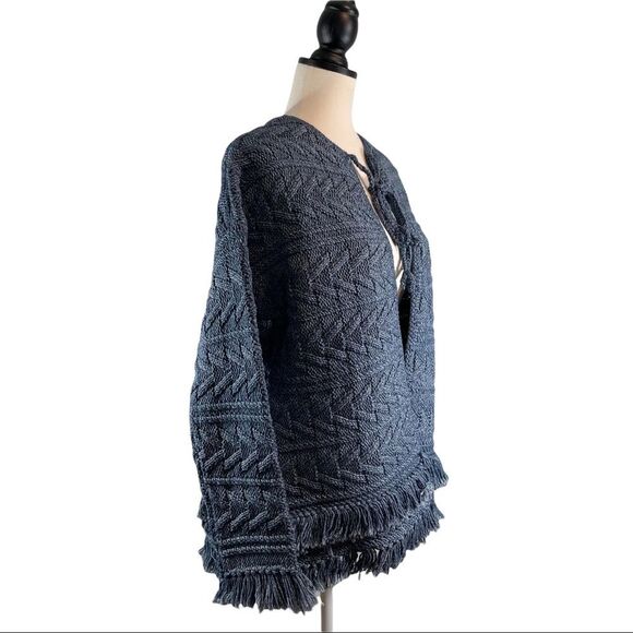 Current Elliott Blue Cable Knit Fringe Sweater Open Front, New w/ Tags, Size 0 - Picture 6 of 12